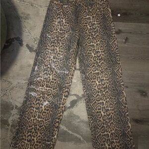 Leopard Print Sequin Pants